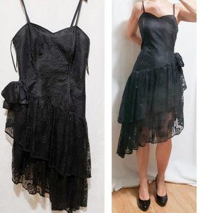 Black Lacy Cocktail Dress Size L